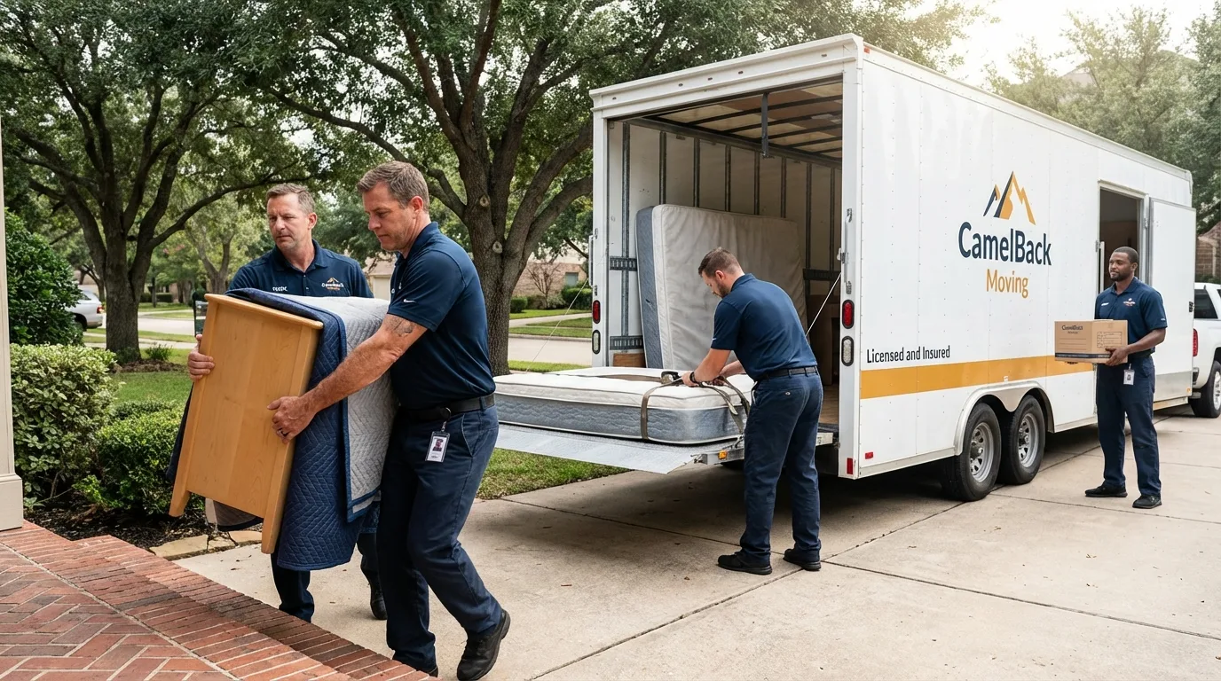 Crew loading residential truck for cross-state move from Littleton, NH